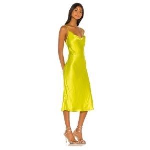 Bardot Neon Green Midi Slip Dress - Size S